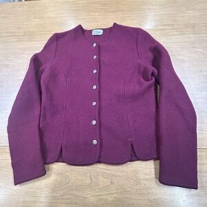 Vintage Deans Of Scotland Cardigan Sweater Womens Medium Purple 100% Wool Knit